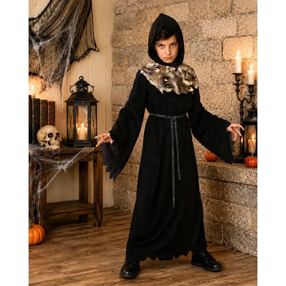 New Crypt Keeper or Monk Boys Halloween 2PC Costume Kids Child suze L (10-12)